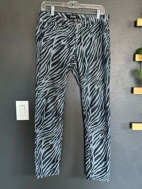 Rewash Zebra Print Jeans Size 11 Black Blue Gray Animal Print Y2K Straight